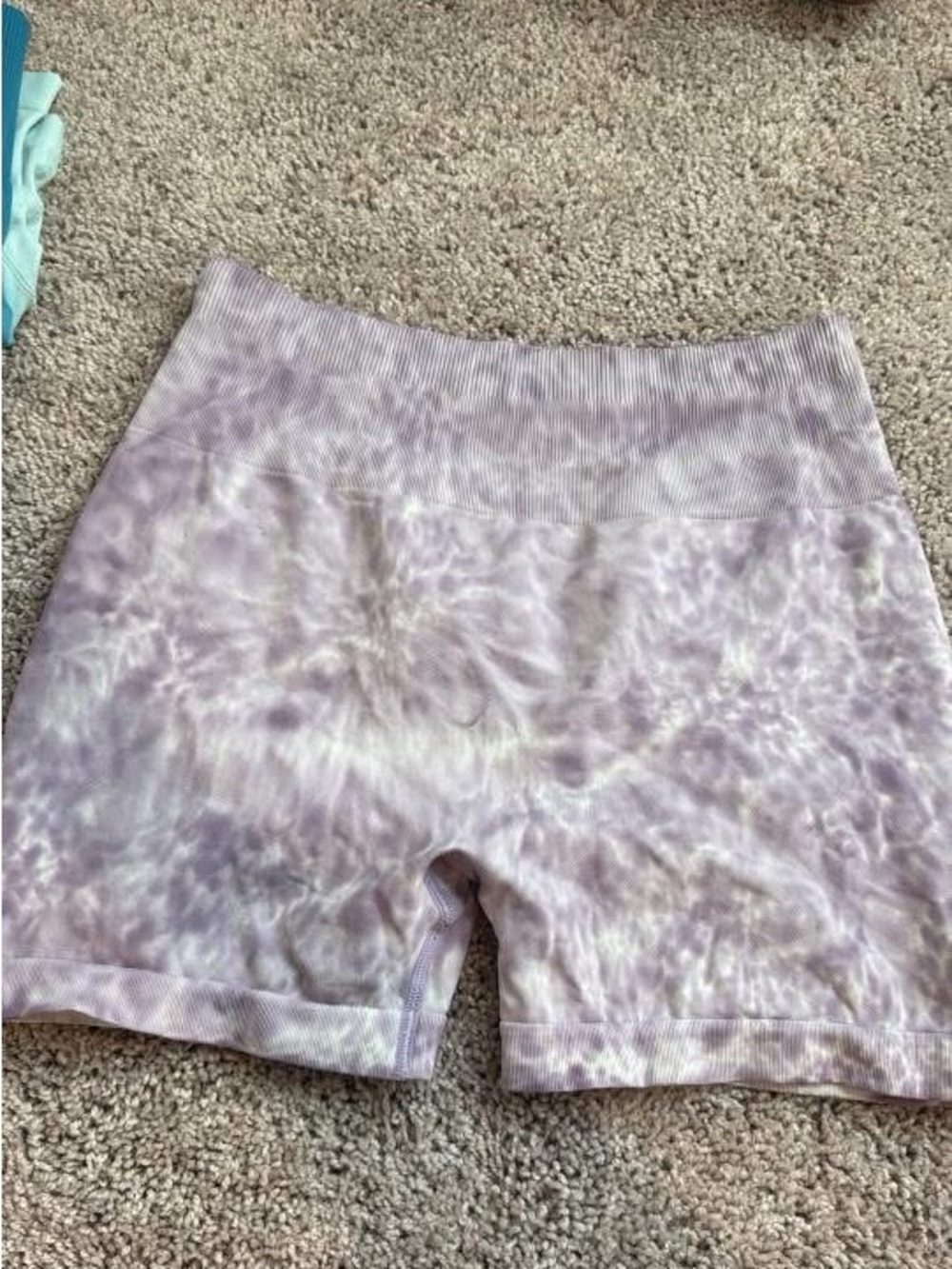 High-Rise Lavender Tie-Dye Bike Shorts